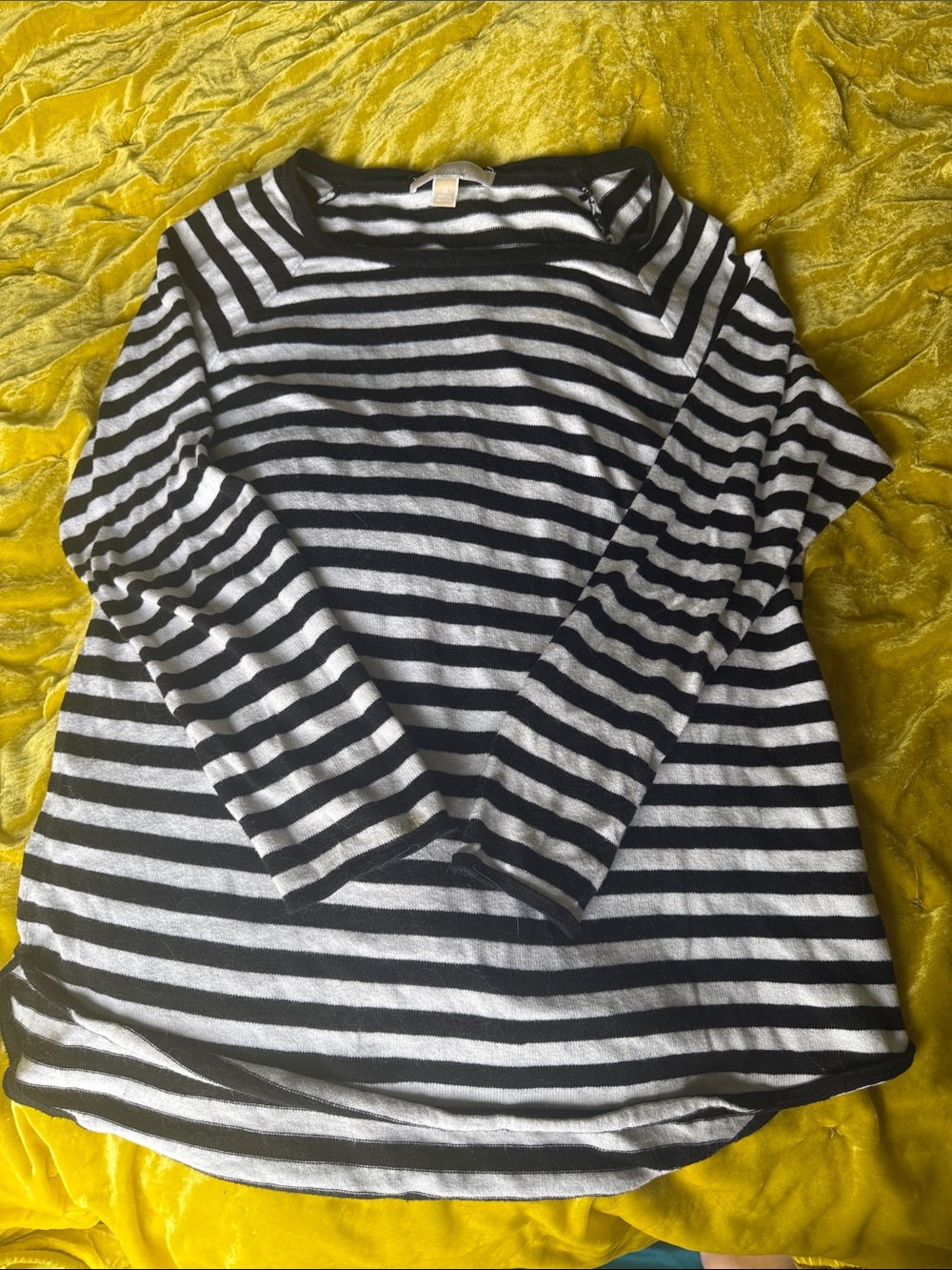 MICHAEL Michael Kors Black and White Striped Crewneck Sweater